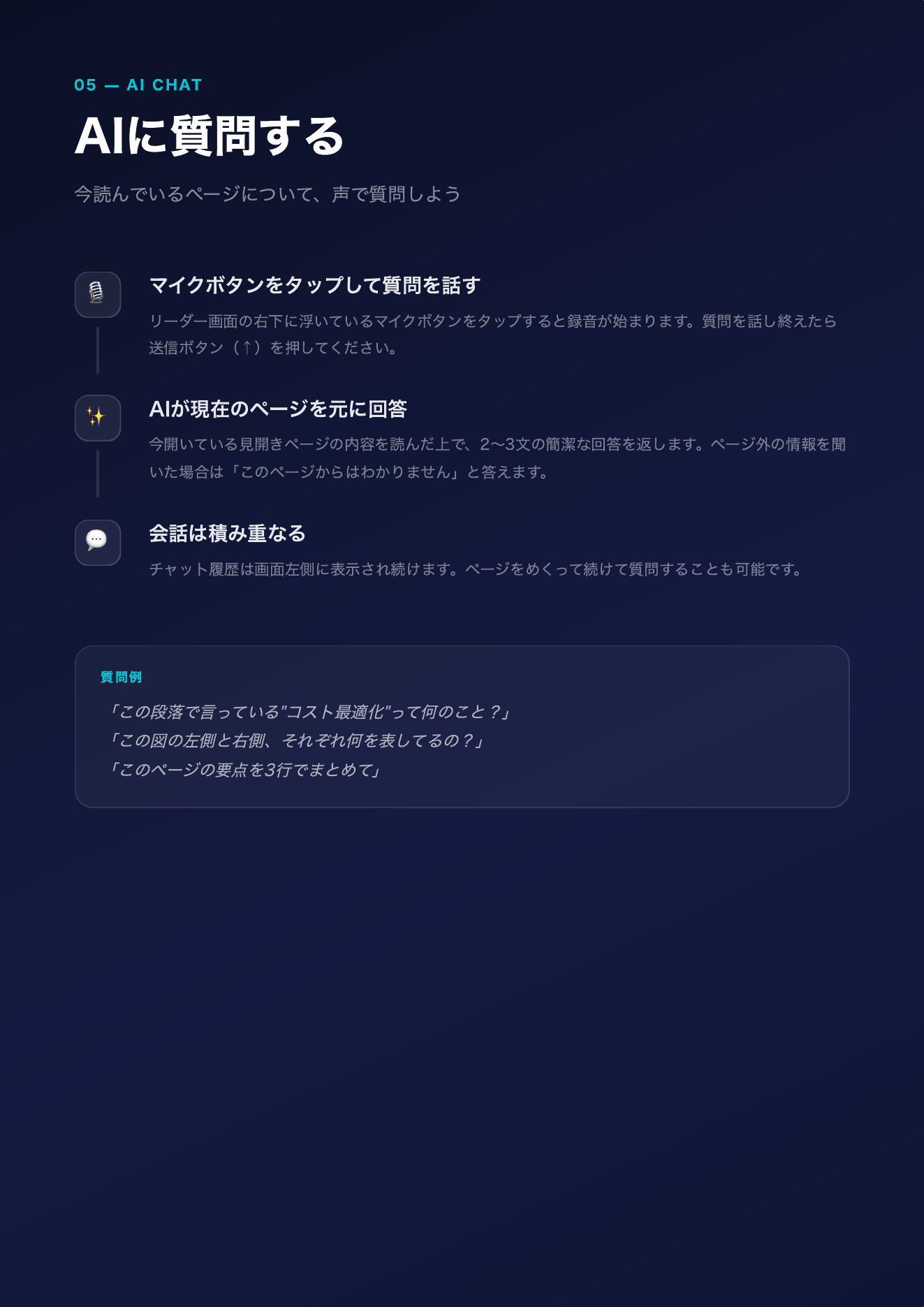 Yomuアプリの動作画面